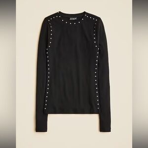 J.Crew Women's Perfect rib long-sleeve T-shirt with studs